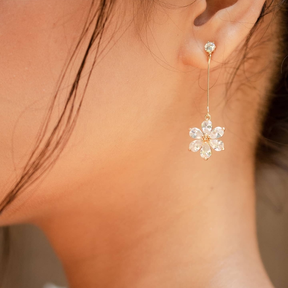 Dangling bridal floral earrings handmade earrings